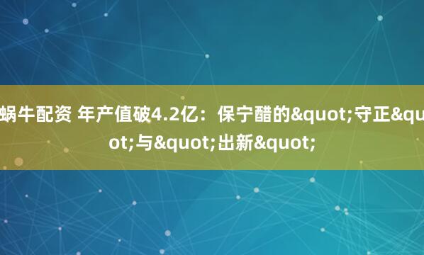 蜗牛配资 年产值破4.2亿：保宁醋的"守正"与"出新"